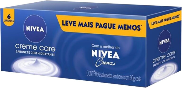 NIVEA Sabonete em Barra Creme Care Promo 6 un. 90g – Limpa e deixa a pele macia mesmo após o banho, com glicerina, fragrância NIVEA Creme e o exclusivo ingrediente Eucerit