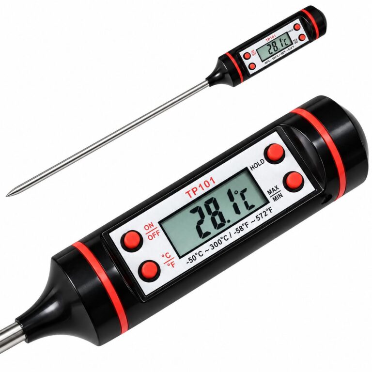 Termômetro Culinário Digital Tipo Espeto -50°C a 300°C com Leitura em 1 Segundo, Sonda de Inox e Display LCD para Carnes, Churrasco, Fritura, Chocolate e Alimentos