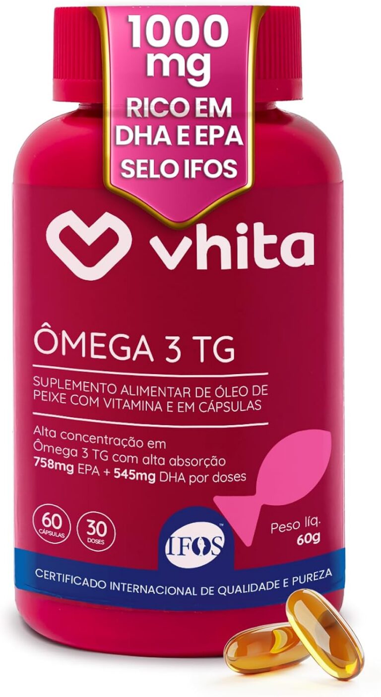 Ômega 3 1000mg TG EPA DHA com Selo IFOS e Vitamina E 60 cápsulas Vhita